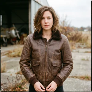 Women’s Vintage Brown Weathered Leather Flight Jacket