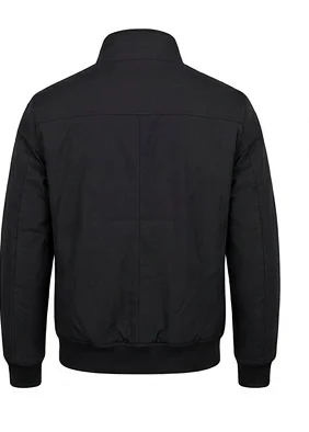 Men’s Black Funnel Neck Bomber Jacket - Image 3