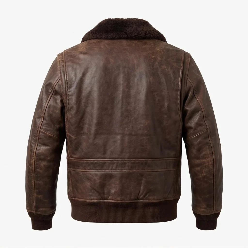 Women’s Vintage Brown Weathered Leather Flight Jacket - Image 4