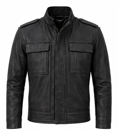 Andor Cassian Inspired Black Military Leather Jacket - Image 9