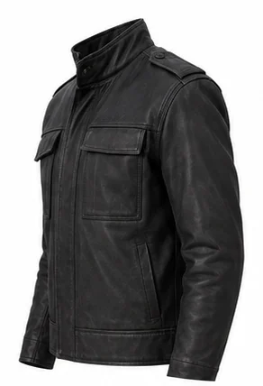 Andor Cassian Inspired Black Military Leather Jacket - Image 7