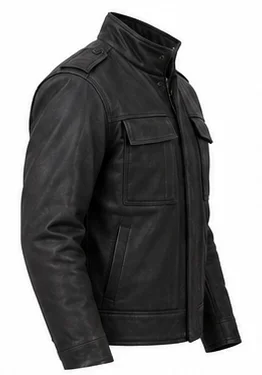 Andor Cassian Inspired Black Military Leather Jacket - Image 5