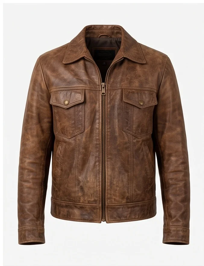 Once Upon a Time in Hollywood Cliff Booth Inspired Brown Leather Jacket - Image 2