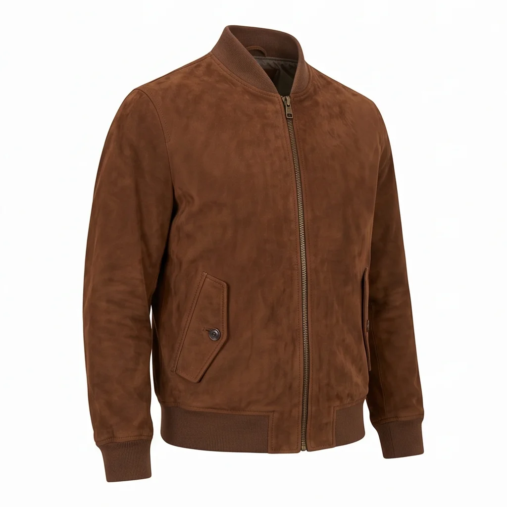 Men’s Eddie Horniman Inspired Brown Suede Bomber Jacket - Image 4