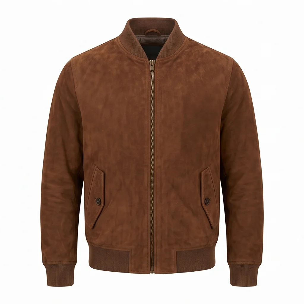 Men’s Eddie Horniman Inspired Brown Suede Bomber Jacket - Image 2