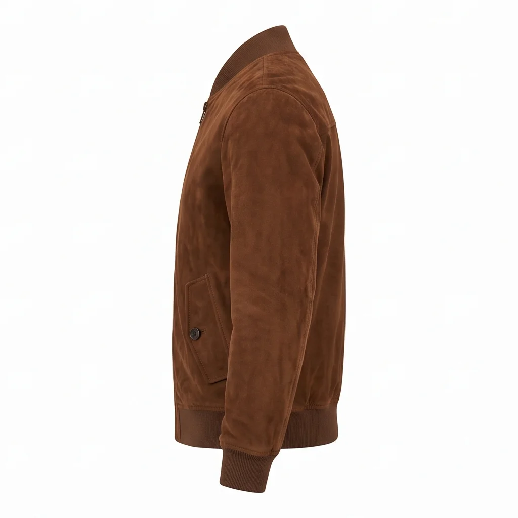 Men’s Eddie Horniman Inspired Brown Suede Bomber Jacket - Image 5
