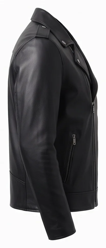Lucifer Morningstar Inspired Black Biker Leather Jacket - Image 3