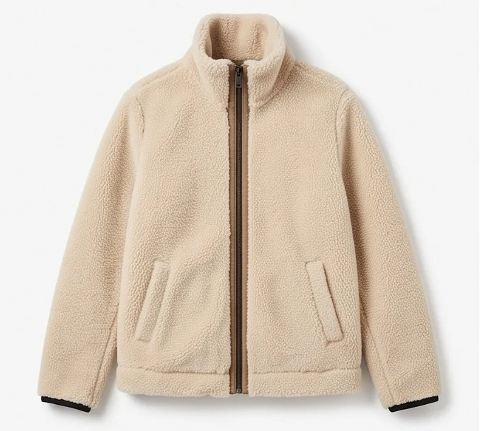 Women's Cream Beige Reversible Shearling Fleece Jacket - Image 2