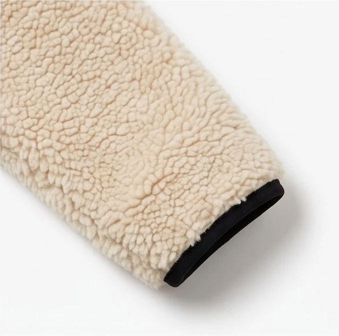 Women's Cream Beige Reversible Shearling Fleece Jacket - Image 7