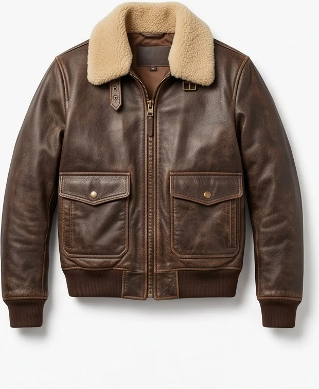 Women’s Classic Aviator Brown Leather Flight Jacket - Image 2