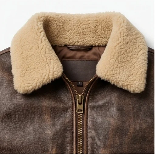 Women’s Classic Aviator Brown Leather Flight Jacket - Image 5
