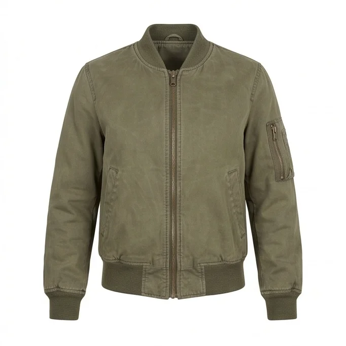 Women’s Vintage Olive Green Flight Jacket - Image 2