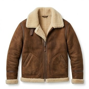 Men's Chestnut Brown Double-Sided Shearling Jacket - Image 9