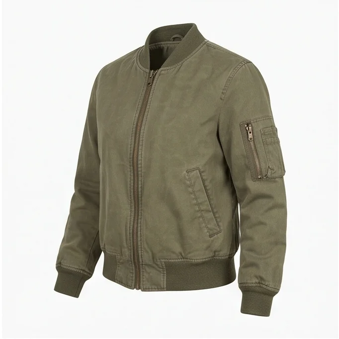 Women’s Vintage Olive Green Flight Jacket - Image 3