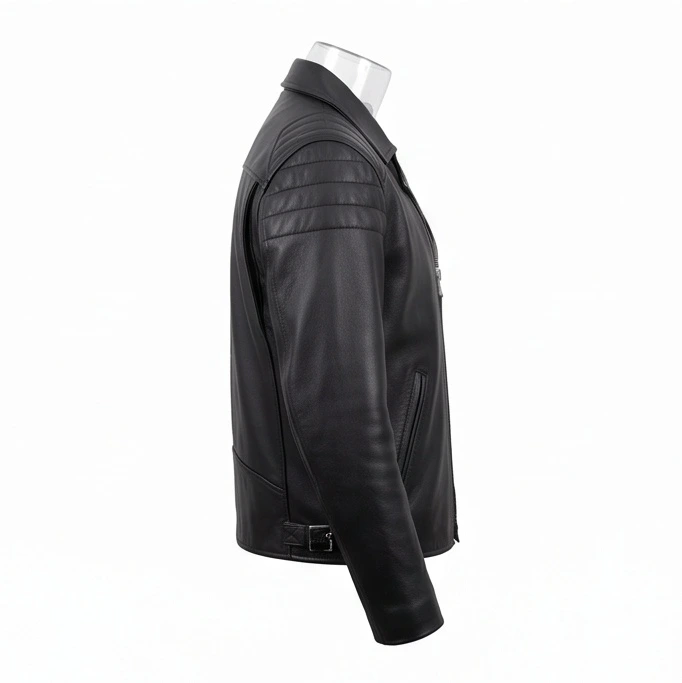 Men's Classic Black Leather Biker Jacket Inspired by Jax Teller - Image 4