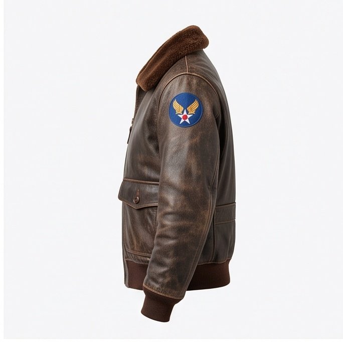 Women’s Vintage Distressed Brown Aviator Flight Leather Jacket - Image 4