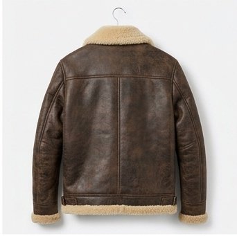 Men's Distressed Dark Brown Shearling Lined Leather Jacket - Image 6
