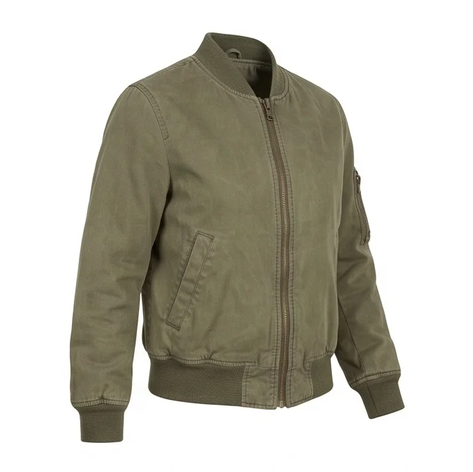 Women’s Vintage Olive Green Flight Jacket - Image 4