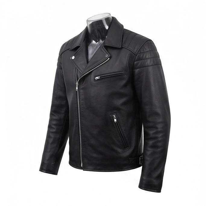 Men's Classic Black Leather Biker Jacket Inspired by Jax Teller - Image 5