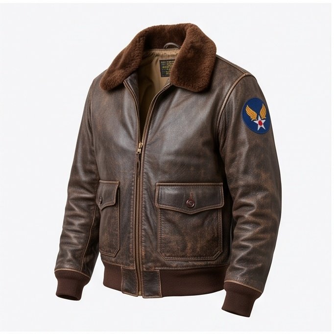 Women’s Vintage Distressed Brown Aviator Flight Leather Jacket - Image 3