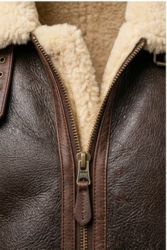 Men's Dark Brown Shearling Vest with Cream Wool Collar - Image 4