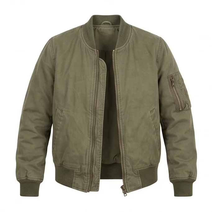 Women’s Vintage Olive Green Flight Jacket - Image 6