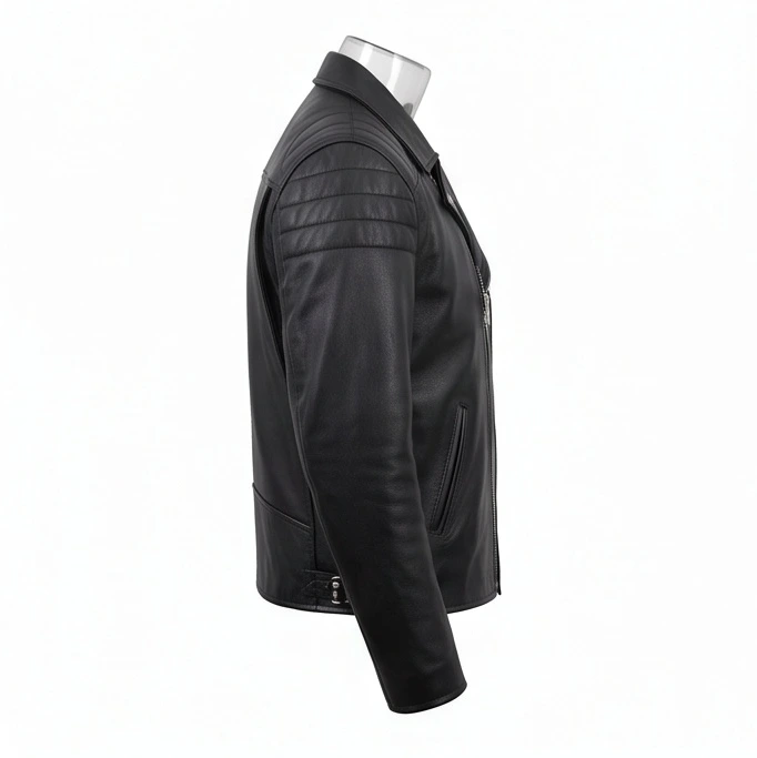 Men's Classic Black Leather Biker Jacket Inspired by Jax Teller - Image 8
