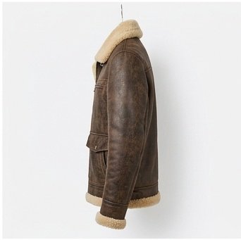 Men's Distressed Dark Brown Shearling Lined Leather Jacket - Image 3