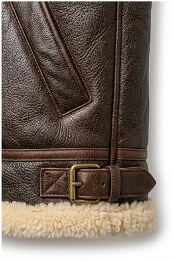 Men's Dark Brown Shearling Vest with Cream Wool Collar - Image 2