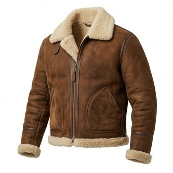 Men's Chestnut Brown Double-Sided Shearling Jacket - Image 3
