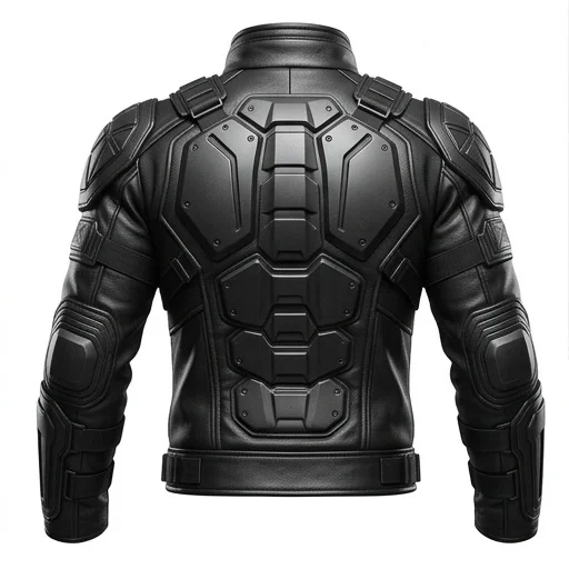 Men’s RoboCop Inspired Tactical Black Leather Jacket - Image 4