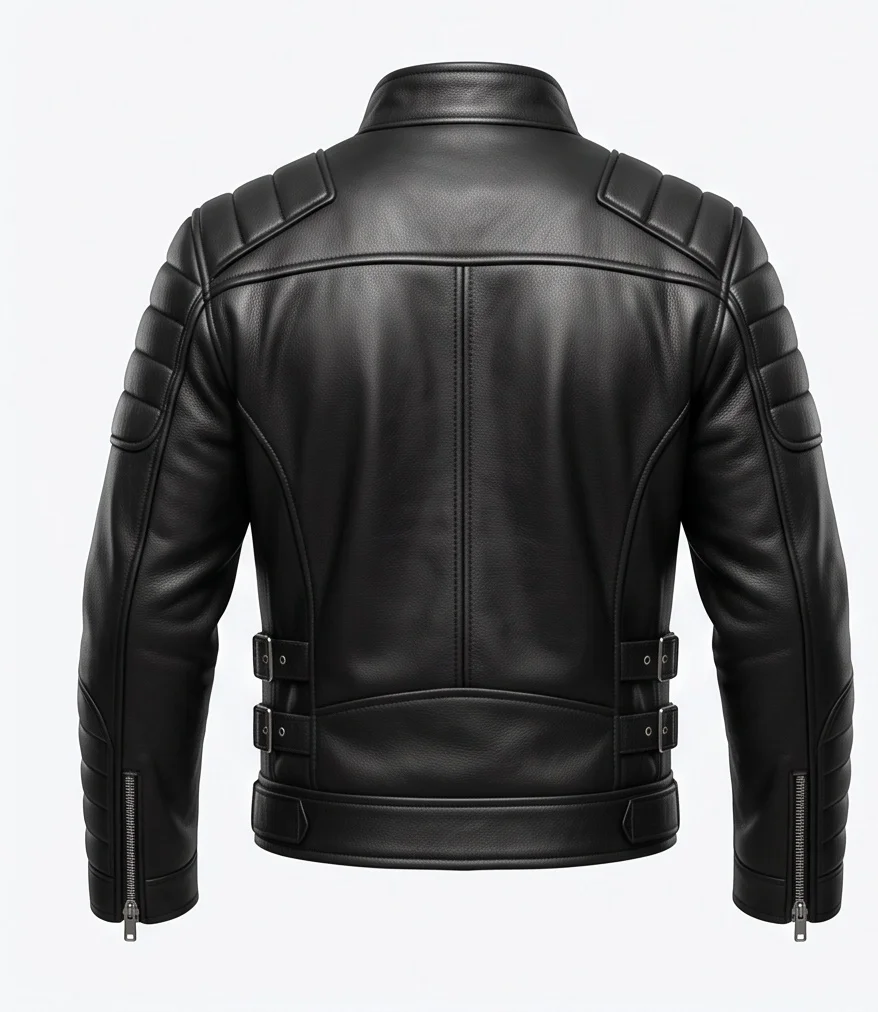 Men's Black Combat Tactical Leather Jacket - Image 5