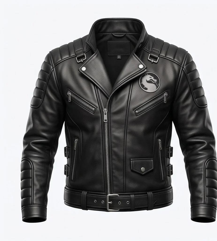 Men's Black Combat Tactical Leather Jacket - Image 2
