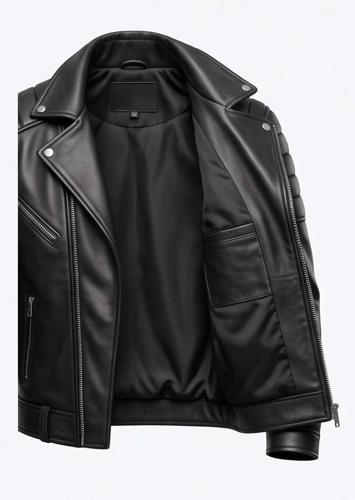 Men's Black Combat Tactical Leather Jacket - Image 7