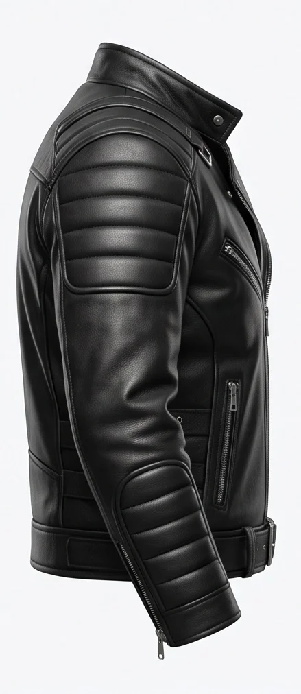 Men's Black Combat Tactical Leather Jacket - Image 6