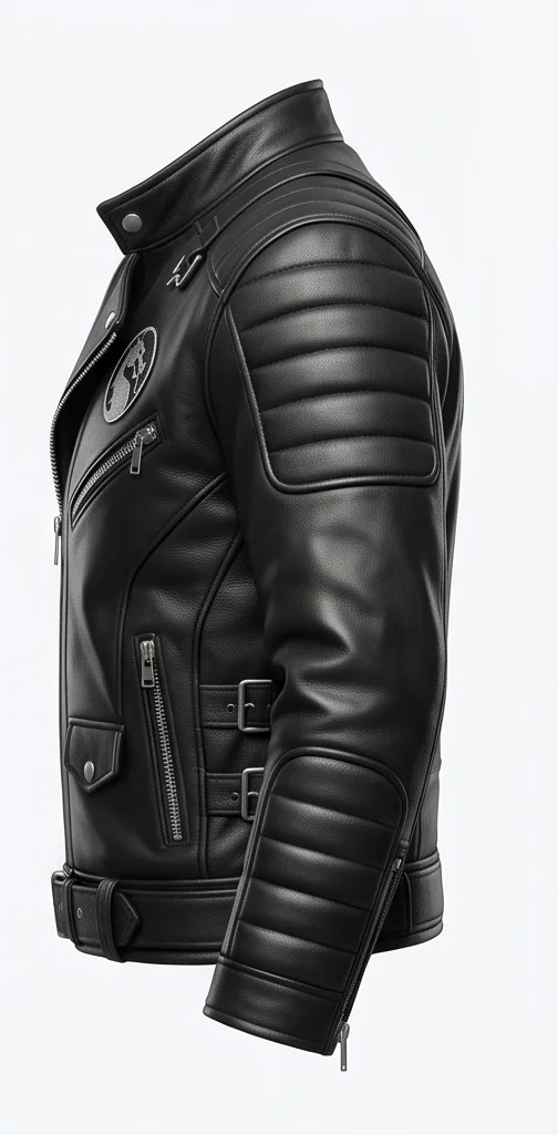 Men's Black Combat Tactical Leather Jacket - Image 4