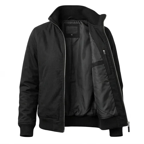 Women’s Black Funnel Neck Bomber Jacket - Image 5