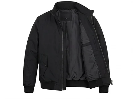 Men’s Black Funnel Neck Bomber Jacket - Image 8