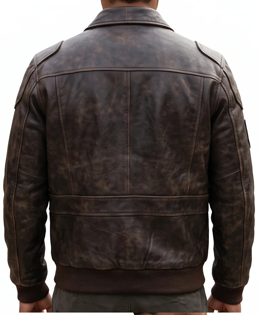 The Mandalorian Inspired Brown Leather Flight Bomber Jacket - Image 4