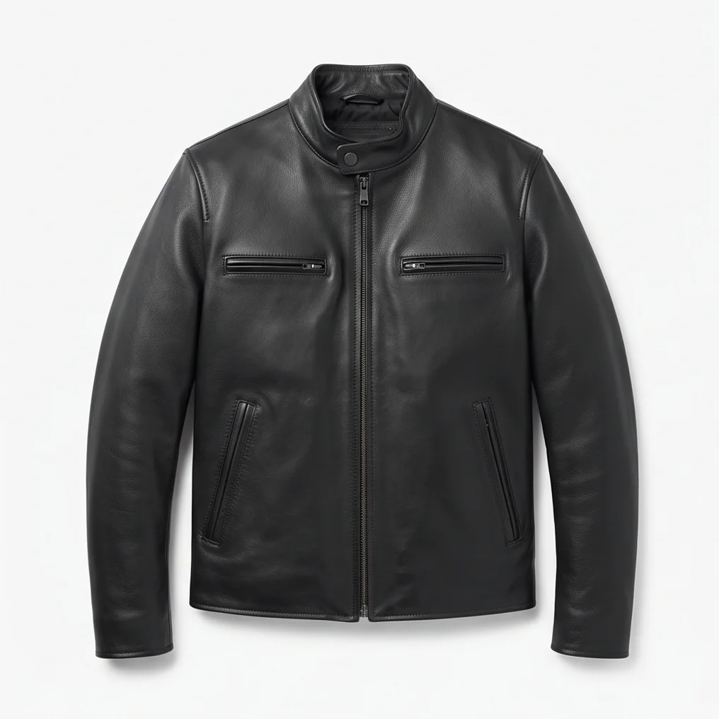 Tommy Conlon Warrior Black Cafe Racer Leather Jacket - Image 2