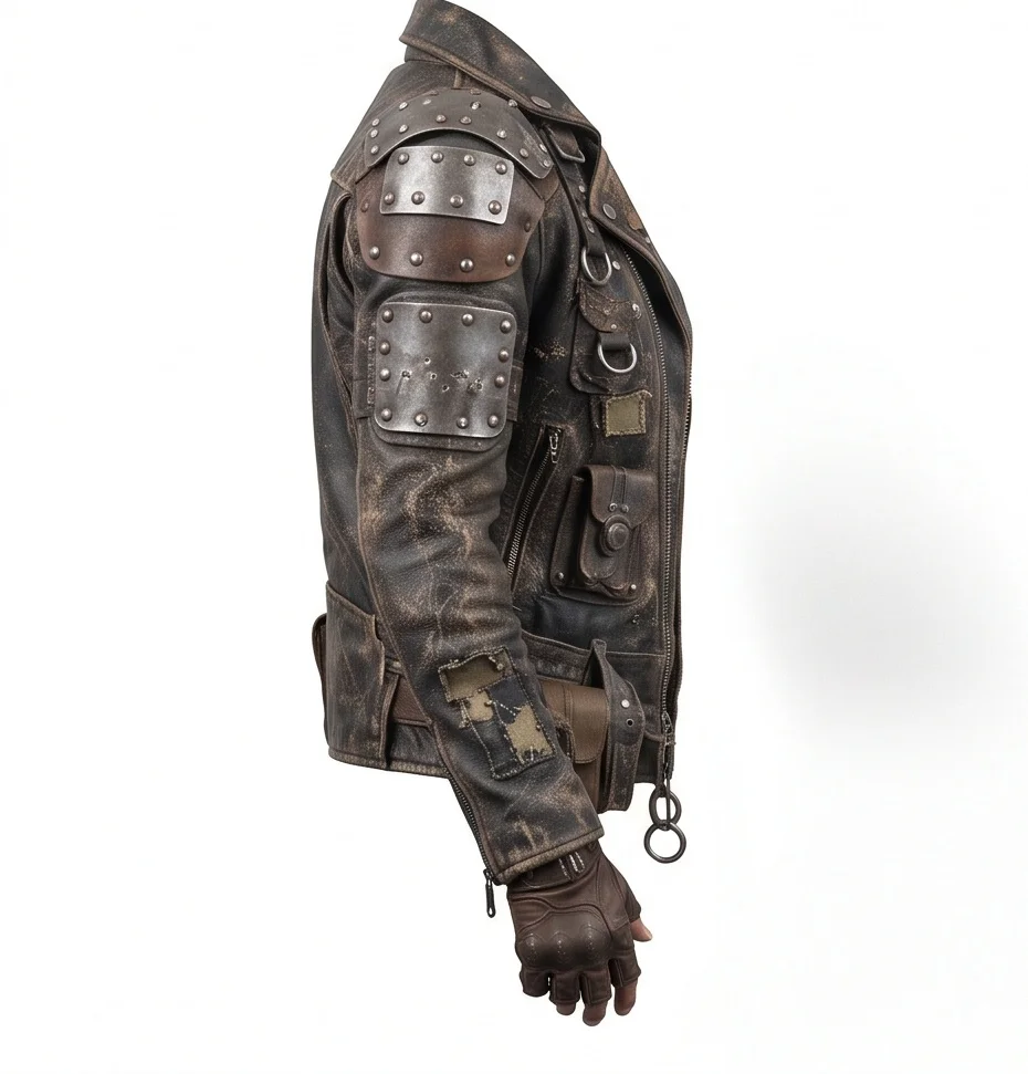 Women's Wasteland Survivor Distressed Leather Jacket - Image 4