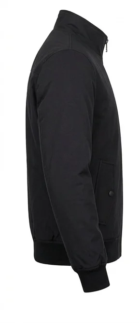 Men’s Black Funnel Neck Bomber Jacket - Image 4