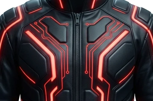 Tron Ares Inspired Black Leather Racing Jacket with Red Accents - Image 6