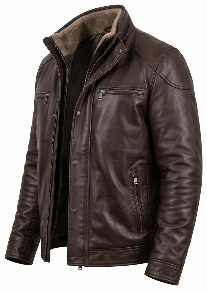 Extraction Movie Inspired Men's Tyler Rake Brown Leather Jacket - Image 5