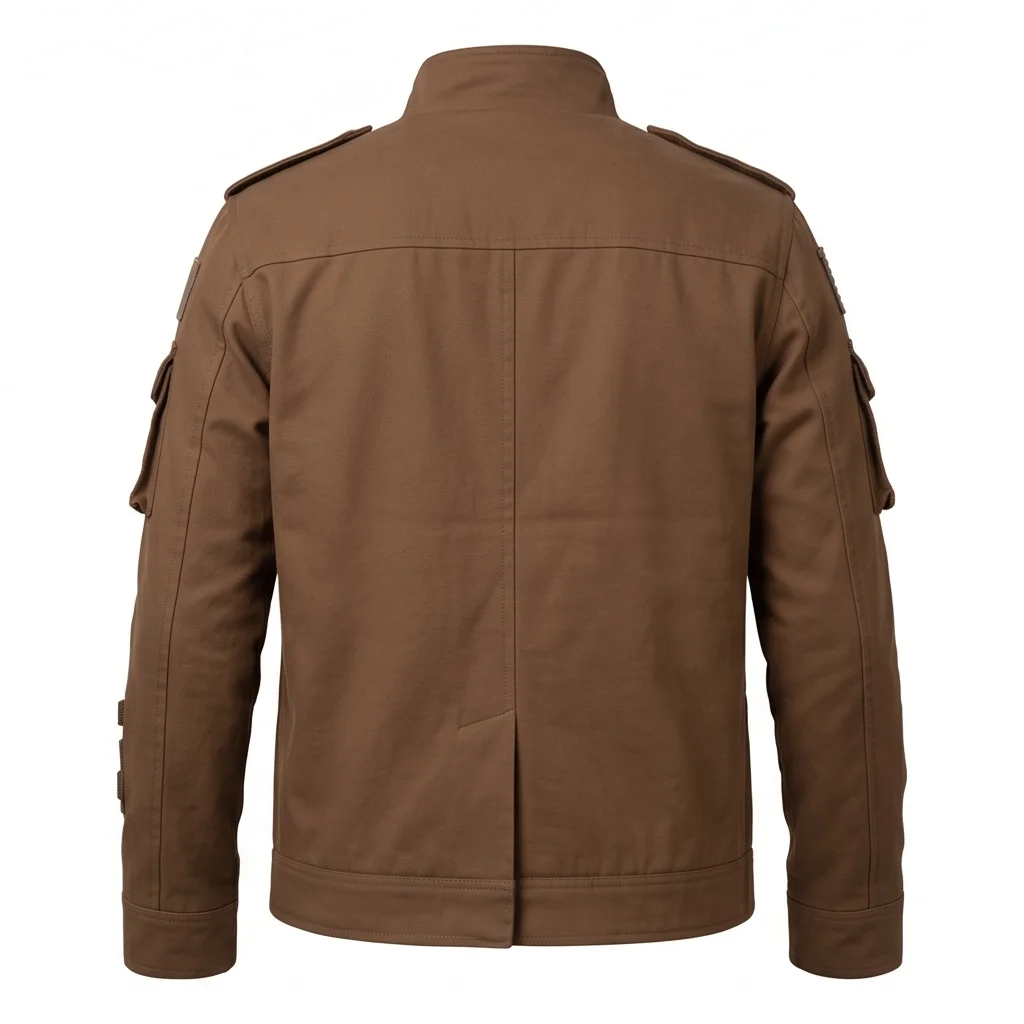 Men's Andor Cassian Inspired Brown Cotton Utility Military Jacket - Image 3