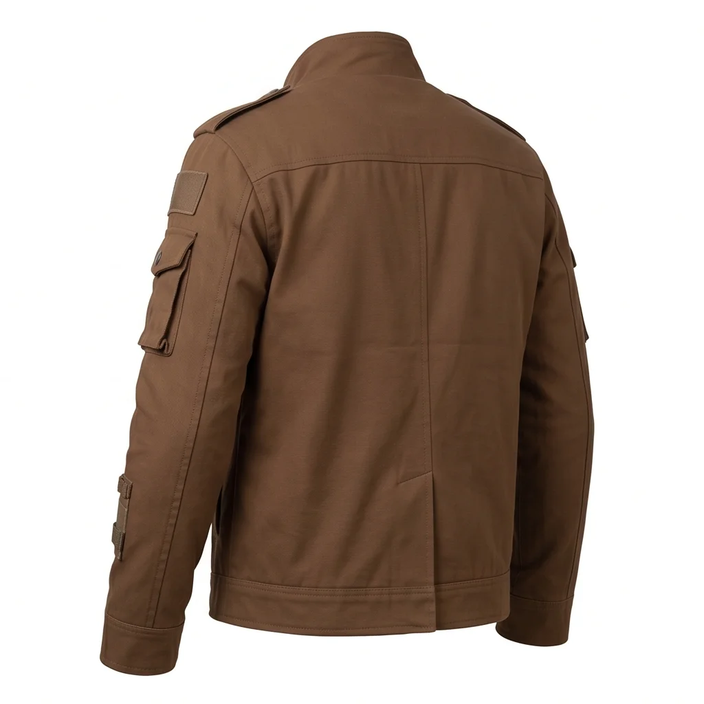 Men's Andor Cassian Inspired Brown Cotton Utility Military Jacket - Image 5