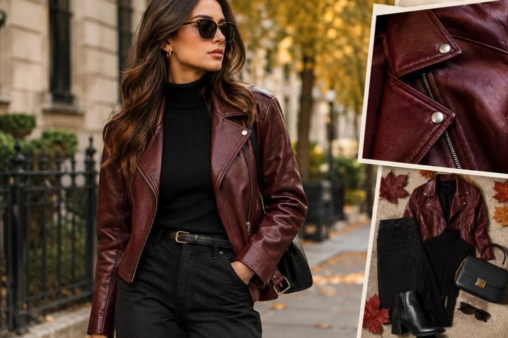 Burgundy Leather Jackets: The Statement Colour to Shop This Fall