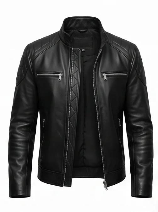 Men's Johnny Cage Inspired Mortal Kombat 2 Black Leather Jacket - Image 4