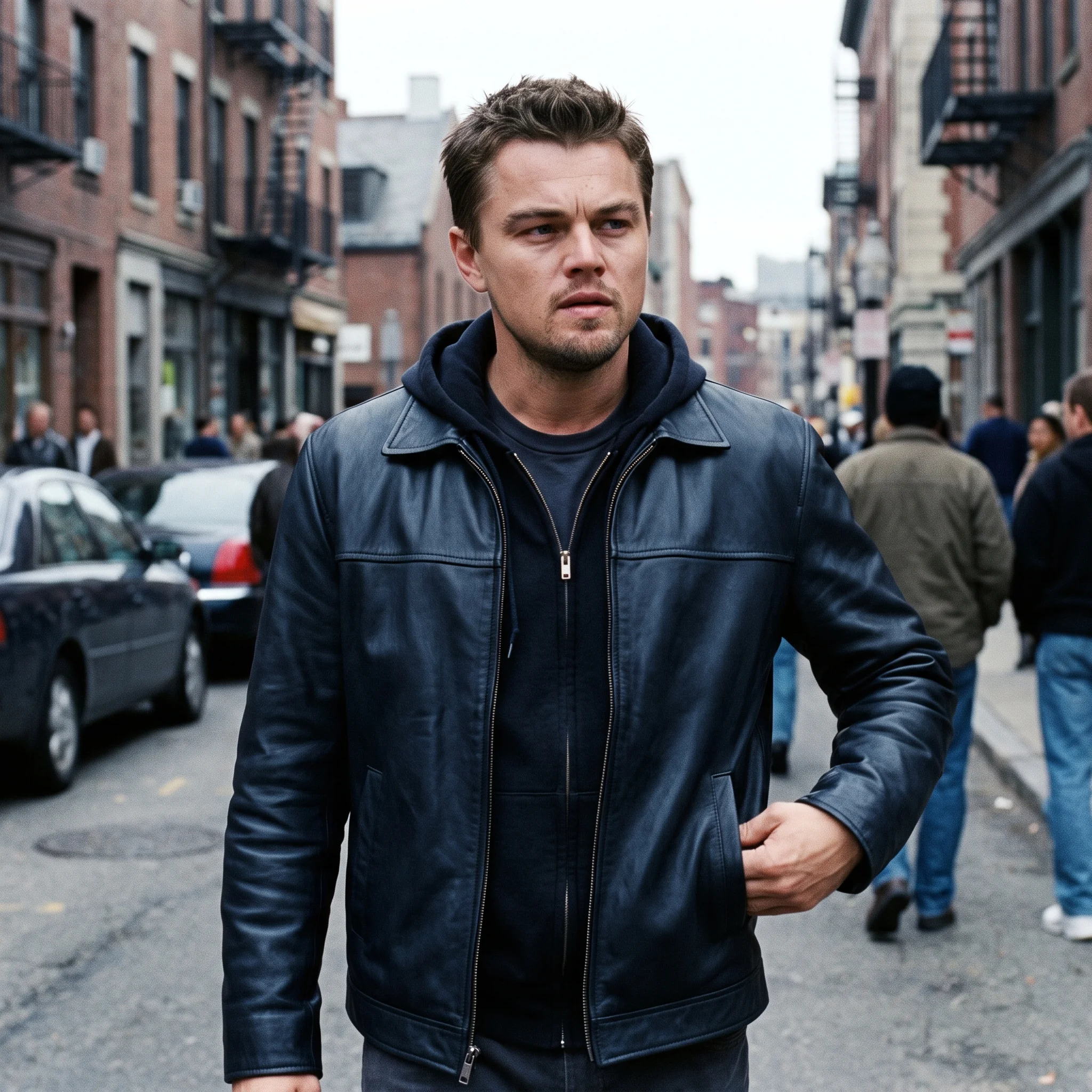 Men's Billy Costigan Inspired Blue Leather Jacket – The Departed Style