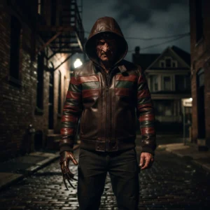 A Nightmare on Elm Street Inspired Brown Leather Jacket